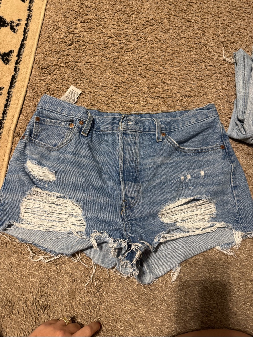 Levi's Light Blue Distressed Jean Cutoff Shorts